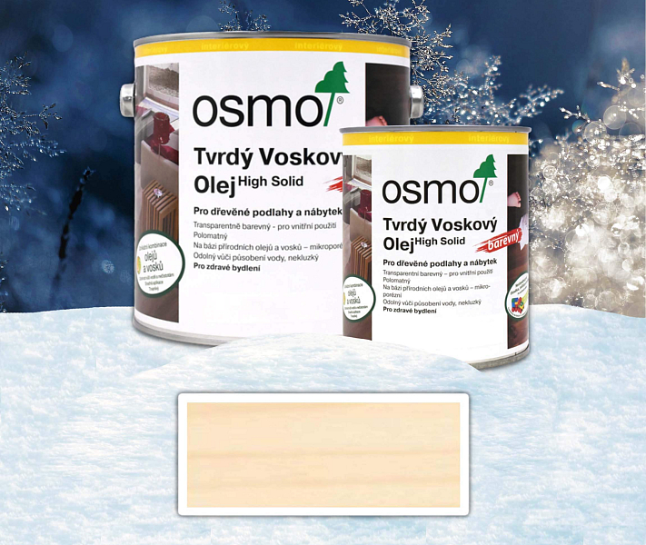 OSMO sada - tvrdý voskový olej farebný pre interiéry 2.5 l Biely 3040 + 0.75 l ZADARMO