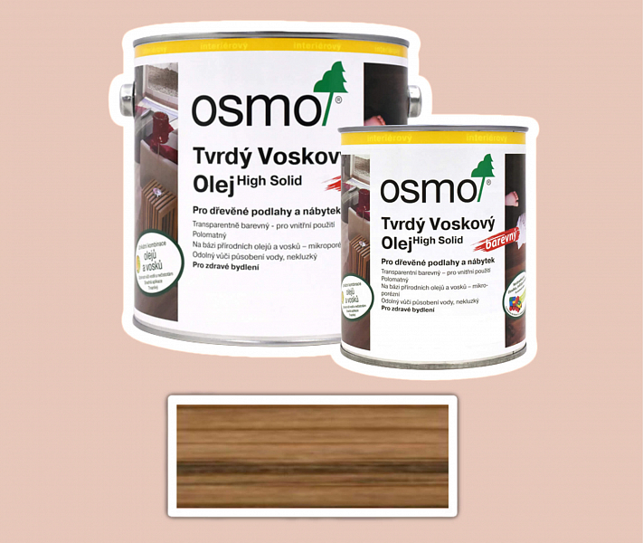OSMO sada - tvrdý voskový olej farebný pre interiéry 2.5 l Hnedá zem 3073 + 0.75 l ZADARMO