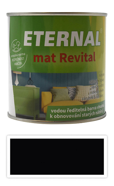 ETERNAL mat Revital - univerzálna vodou riediteľná akrylátová farba 0.35 l Čierna RAL 9005