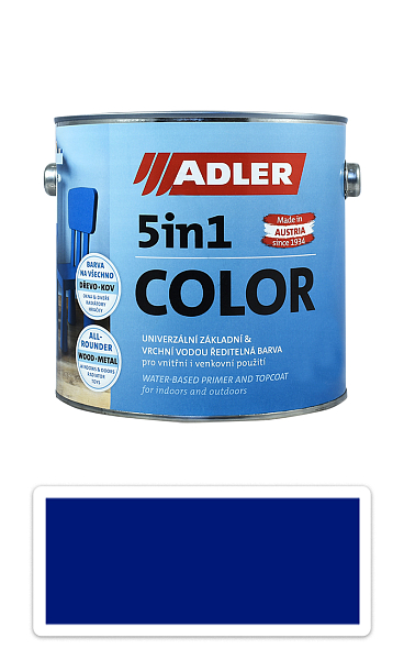 ADLER 5in1 Color - univerzálna vodou riediteľná farba 2.5 l Ultramarinblau / Ultramarínová RAL 5002