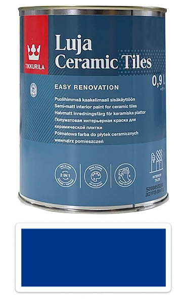 TIKKURILA Luja Ceramic Tiles - farba na keramické obklady 0.9 l Signalblau / Signálna modrá RAL 5005