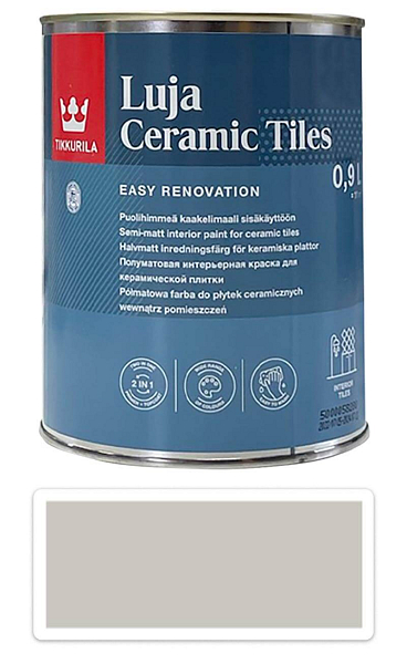 TIKKURILA Luja Ceramic Tiles - farba na keramické obklady 0.9 l Seidengrau / Hedvábna šedá RAL 7044