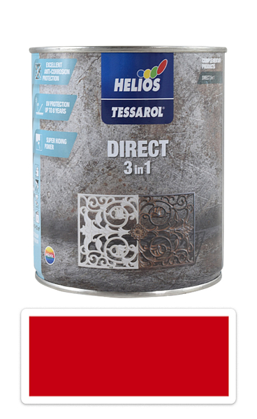 TESSAROL Direct 3in1 - antikorózna farba na kov 0.75 l Červená RAL 3000