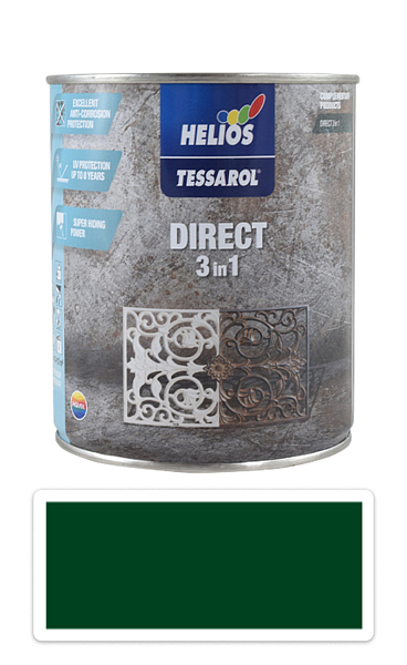 TESSAROL Direct 3in1 - antikorózna farba na kov 0.75 l Zelená RAL 6005