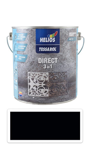 TESSAROL Direct 3in1 - antikorózna farba na kov 2.5 l Čierna RAL 9005