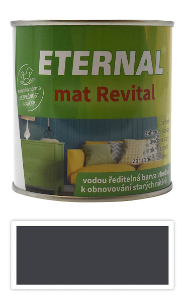 ETERNAL mat Revital - univerzálna vodou riediteľná akrylátová farba 0.35 l Antracit RAL 7016