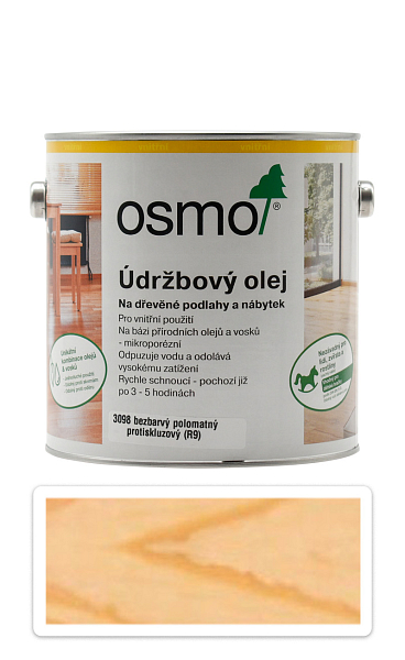 OSMO Údržbový olej na podlahy 2.5 l Bezfarebný polomatný protišmykový 3098
