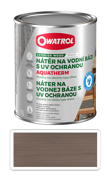 OWATROL Aquatherm - UV ochranný náter na drevené povrchy v interiéri a exteriéri 1 l Grafitová sivá