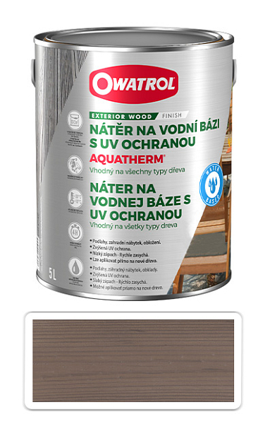 OWATROL Aquatherm - UV ochranný náter na drevené povrchy v interiéri a exteriéri 5 l Grafitová sivá